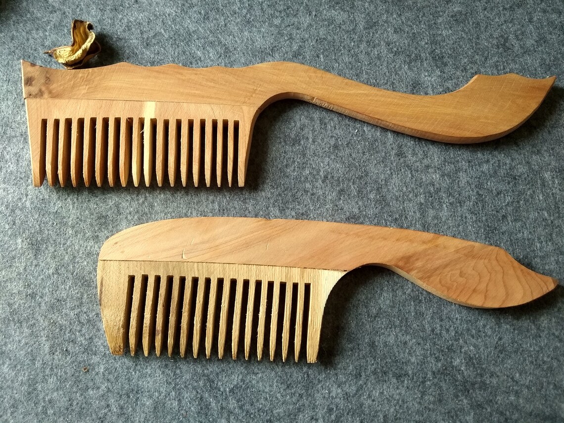 Set of Wooden Combs. Natural Hand carved Brown Comb. Juniper Etsy
