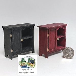 Miniature Distressed Display Cabinet - Primitive - Country - Farmhouse - Dollhouse - Limited Edition - 1:12 Scale