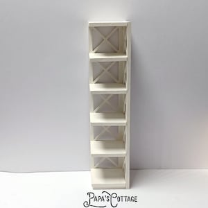 Double Crossed Corner Bookcase - Miniature Display Shelf - 1:12 scale Modern Country Farmhouse Furniture