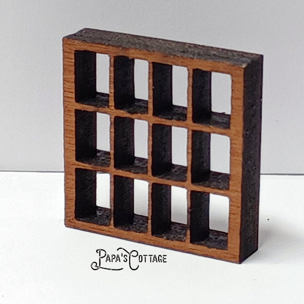 12 Slot Vintage Shadowbox Cabinet - Miniature display sorter - 1:12 scale Country Primitive Furniture