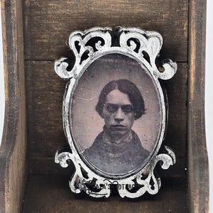 Antique Photo Man with Moles - Miniature Vintage Wall Art - Mini artwork - 1:12 scale or Half Scale - antique portrait picture