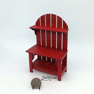OOAK Filigree Potting Bench - Miniature Shelf - 1:12 scale Country Primitive Garden Table