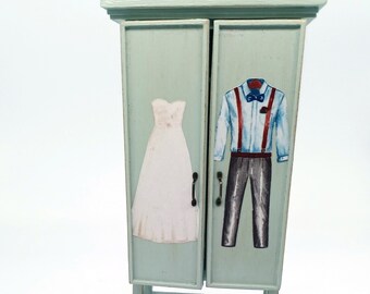 OOAK Doll house armoire, closet, storage cabinet - Miniature Dollhouse wardrobe- 1:12 Country closet