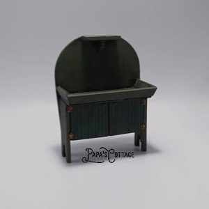 Petite Miniature Dry Sink - Mini cabinet - Primitive Miniature Display Table - 1:12 Scale for dollhouse