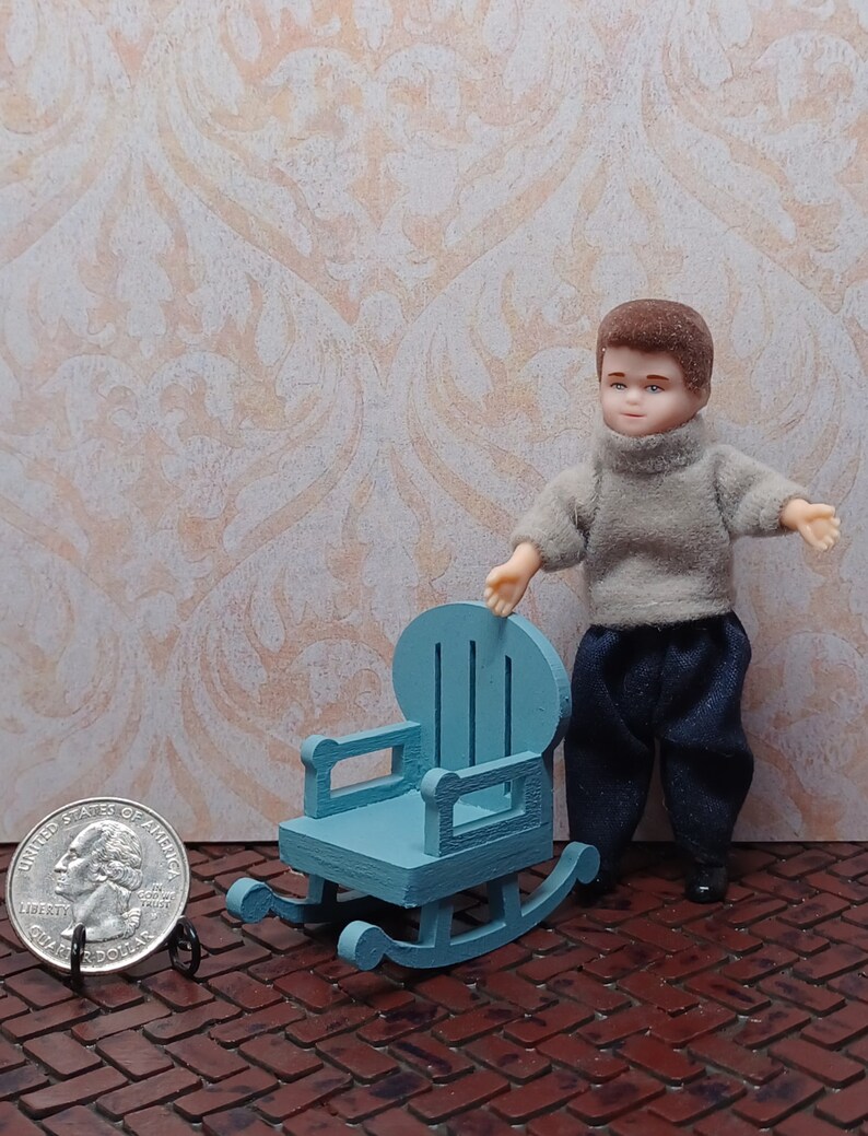 Toy Size Rocking Chair Miniature Dollhouse Rocker - Handmade Dollhouse / Doll House Miniature ...
