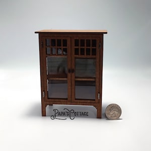 Stickley Style China Cabinet c. 1910 - Miniature china closet - 1:12 scale Mini Arts and Crafts  Furniture