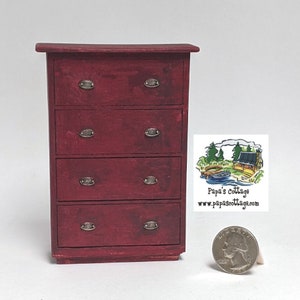 Country Farmhouse Style Dresser with faux drawers - Miniature clothing chest of drawers - Dollhouse Chest - Limited Edition - 1:12 Scale