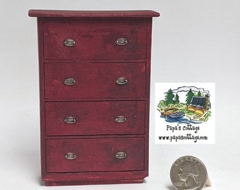 Country Farmhouse Style Dresser with faux drawers - Miniature clothing chest of drawers - Dollhouse Chest - Limited Edition - 1:12 Scale