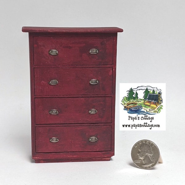 Country Farmhouse Style Dresser with faux drawers - Miniature clothing chest of drawers - Dollhouse Chest - Limited Edition - 1:12 Scale