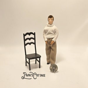 Handmade Miniature Dollhouse Dining Chair - 1:12 Scale Abel upright model