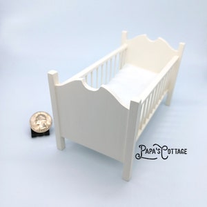 Miniature Dollhouse Crib - Handmade Dollhouse / Doll house Miniature Baby Bed - 1:12