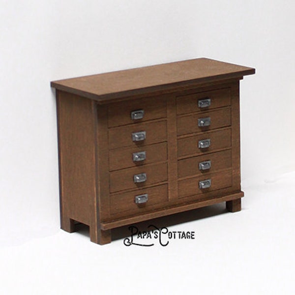 10 FAUX Drawer Cabinet - Non-opening drawers - 1:12 scale Country Primitive Furniture