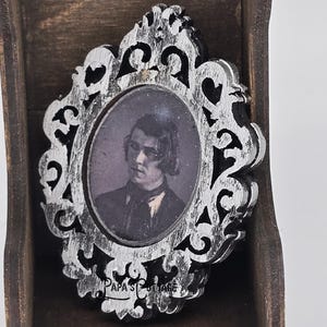 Antique Photo Man with long Hair - Miniature Vintage Wall Art - Mini artwork - 1:12 scale or Half Scale - antique portrait picture