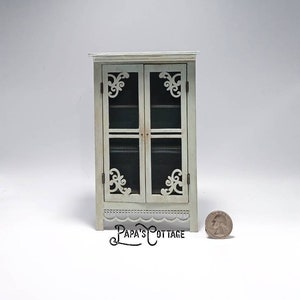 Extra Large 2 Door Screened Porch Door Cabinet - Miniature Shelf - 1:12 scale Country Primitive Furniture