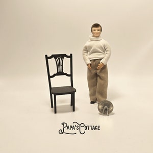 Handmade Miniature Dollhouse Dining Chair - 1:12 Scale Felix upright chair