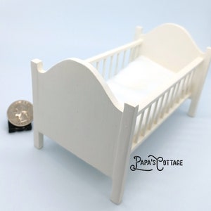 Miniature Dollhouse Crib - Handmade Dollhouse / Doll house Miniature Baby Bed - 1:12