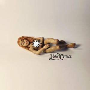 Naked sleeping woman - comes with one white sheet - miniature figure - Modern doll for modern dollhouse, handmade  for 1/12 scale dollhouse
