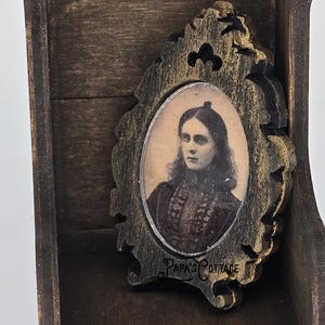 Antique Photo Serious Young Woman - Miniature Vintage Wall Art - Mini artwork - 1:12 scale or Half Scale - Antique portrait wall picture