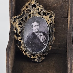 Antique Photo Man with Side Part - Miniature Vintage Wall Art - Mini artwork - 1:12 scale or Half Scale - antique portrait picture