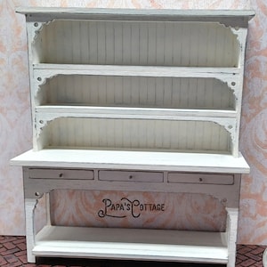 Country 3 shelf hutch with 3 drawers - Miniature Shelf - 1:12 scale furniture