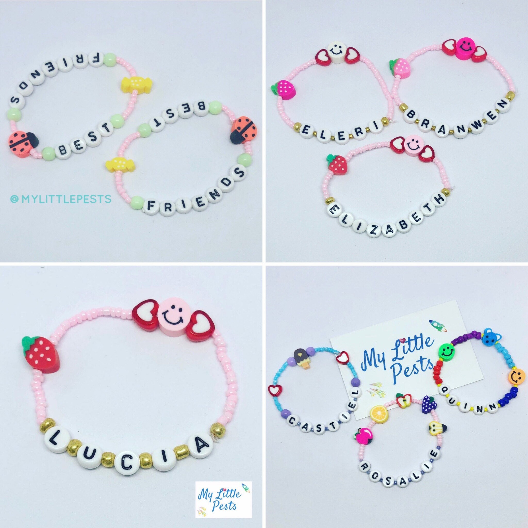 Childs Beaded Name Bracelet Personalised Name Bracelet Etsy