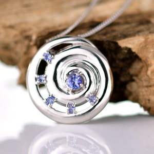 Tanzanite Necklace, 0.54ct Ammonite Blue Pendant, Sterling Silver 22inch chain, December Birthstone