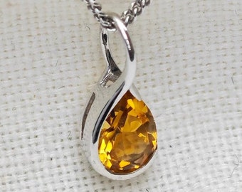 Sterling Silver Citrine Pendant Infinity Loop