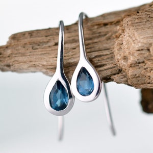 Sterling Silver Dangle Earrings, London Blue Topaz, December Birthstone