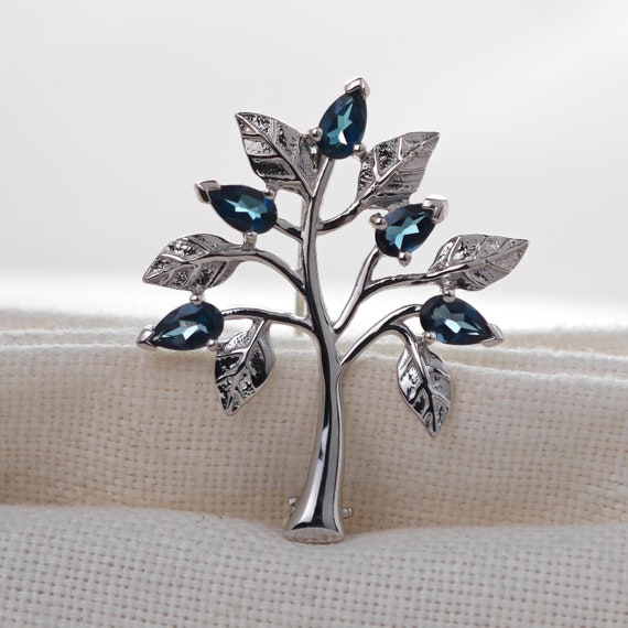 London Blue Topaz Brooch Tree of Life Sterling Silver Boxed Gift Unique Mother s Day Gift Etsy