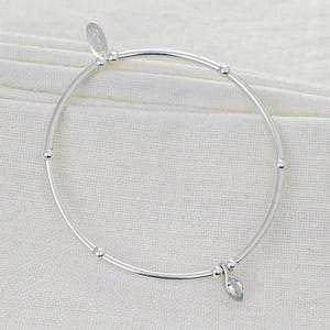 Aquamarine Stretch Armband Sterling Silber Minimalist Stapelbar März Geburtsstein