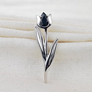 Broche Vintage En Argent Massif - Motif Volutes Avec Petit Saphir - Occasion