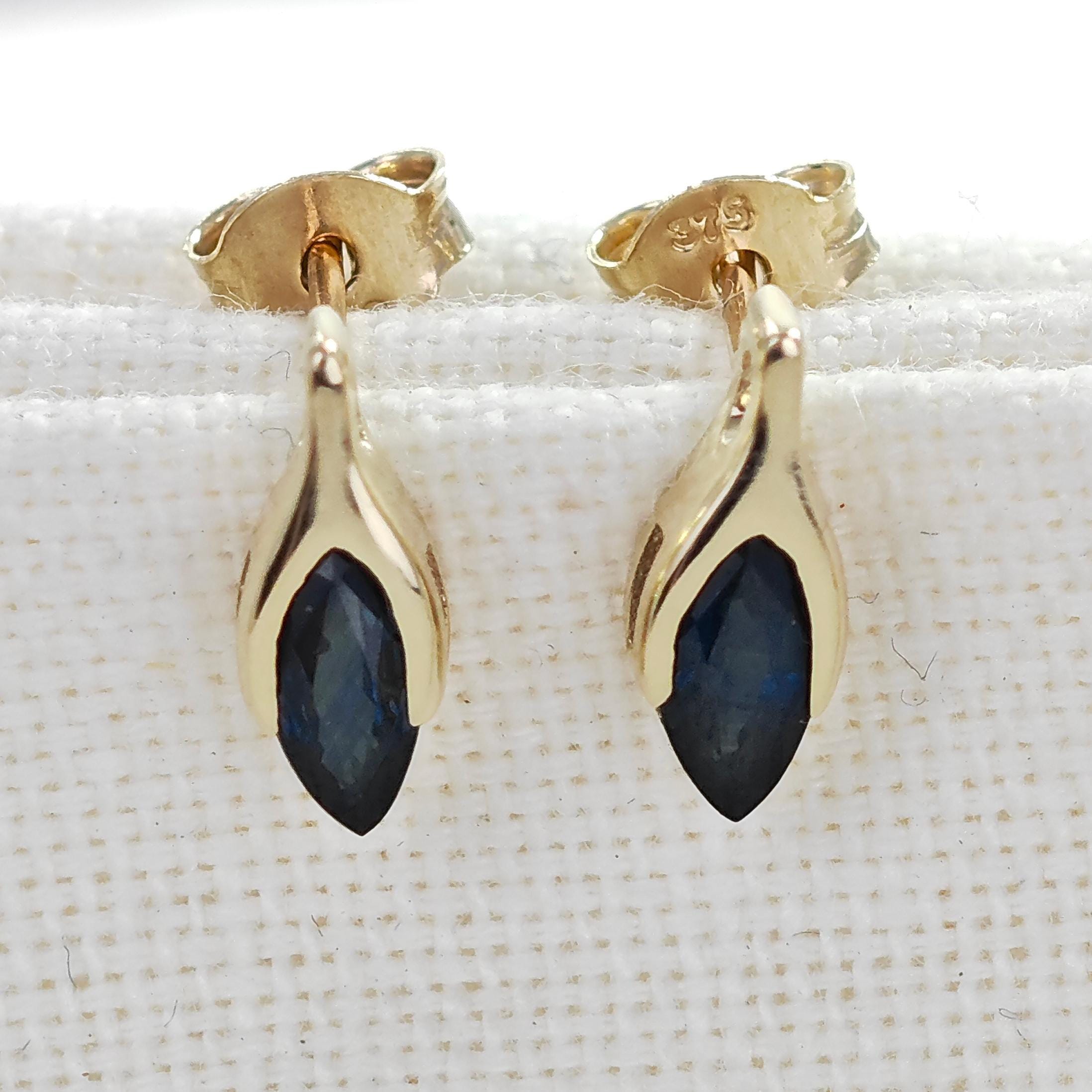 Orecchini A Bottone Con Zaffiro Ovale 14K - Orecchini Con Zaffiro - Foto 6