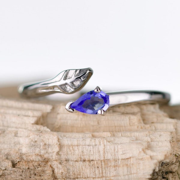 Tanzanite Ring, Size I-T Adjustable, Sterling Silver , Blue Tree Of Life December Birthstone