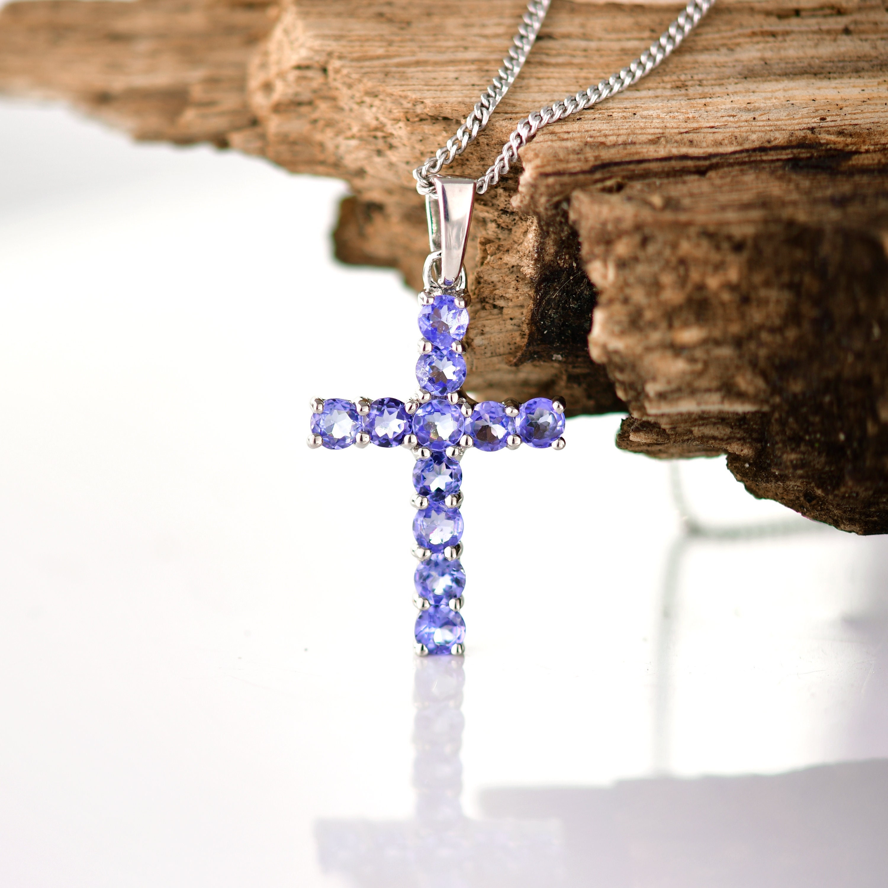 Buy Sterling Silver Natural Tanzanite Cross Pendant AAA Fine Tanzanite  Gemstone 925 Silver Fancy Pendant Necklace Gift Ideas for Her SDP02 Online  in India - Etsy