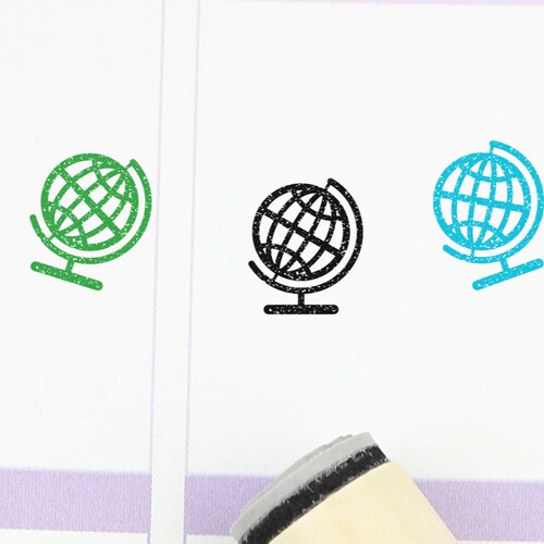 16mm Earth Stamp Globe Stamp S271 Planner Stamp 20mm Mini Stamps Tellurion Rubber Stamp 