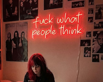 F * ck, was Leute denken Zeichen, Manneshöhle Wandkunst, Grunge Zimmer Dekor, Garage Neon Schild, Kantige Schlafzimmer Kunst, lustige Bar Dekor, Badass Geschenk