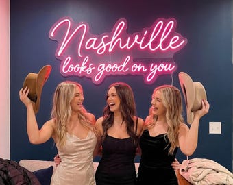 Nashville Neon Sign, Airbnb Wall Decor, Bachelorette Backdrop, Acrylic Desk Lamp, Girls Trip Photo Prop, Custom City Light