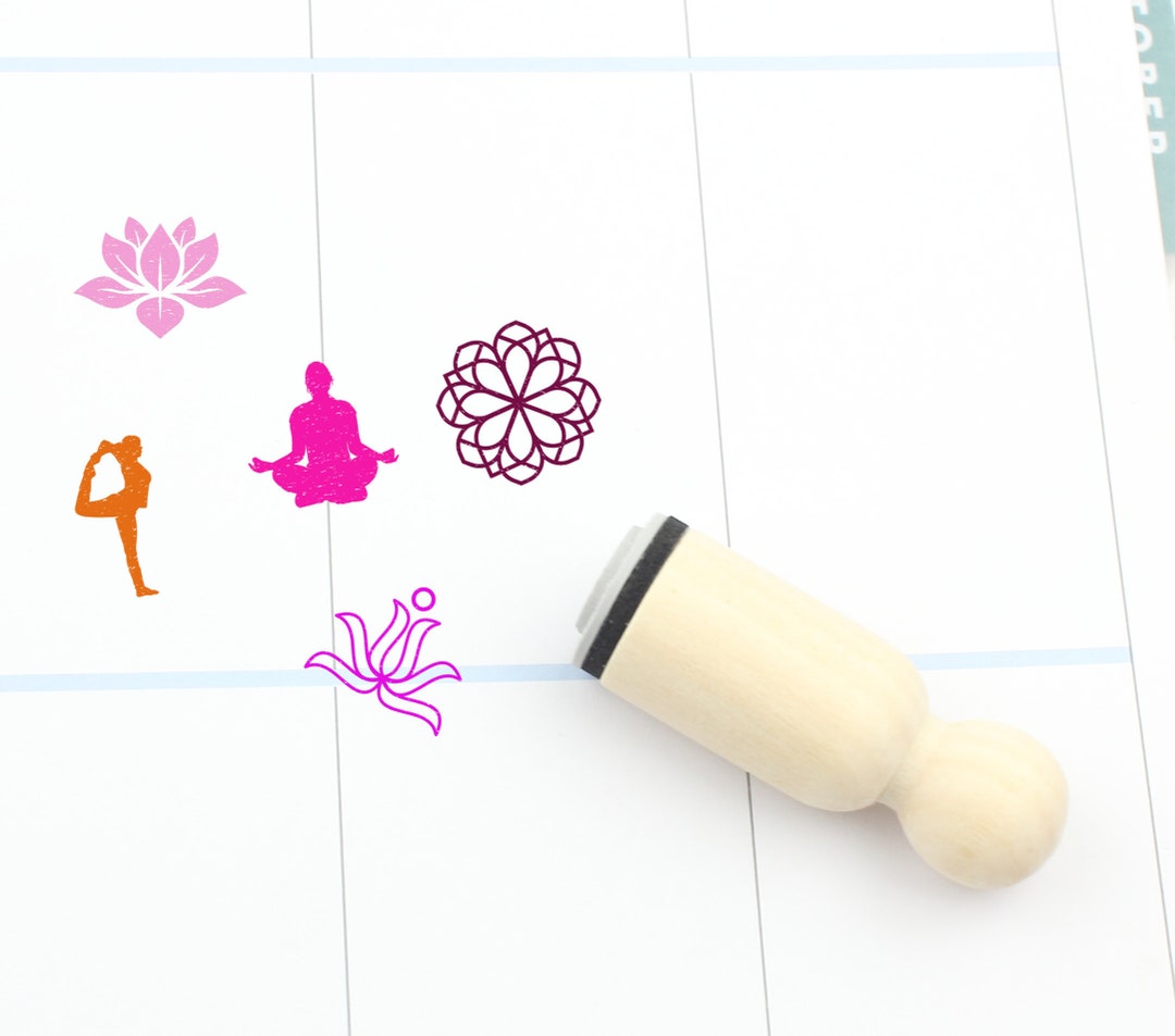 Yoga Rubber Stamp Lotus Stamp 16mm 20mm 25mm Mini Rubebr Etsy