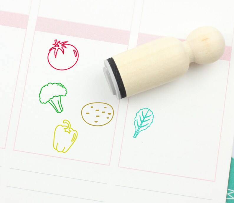 Vegetables Rubber Stamp Tomato Broccoli Potato Pepper Spinach Etsy