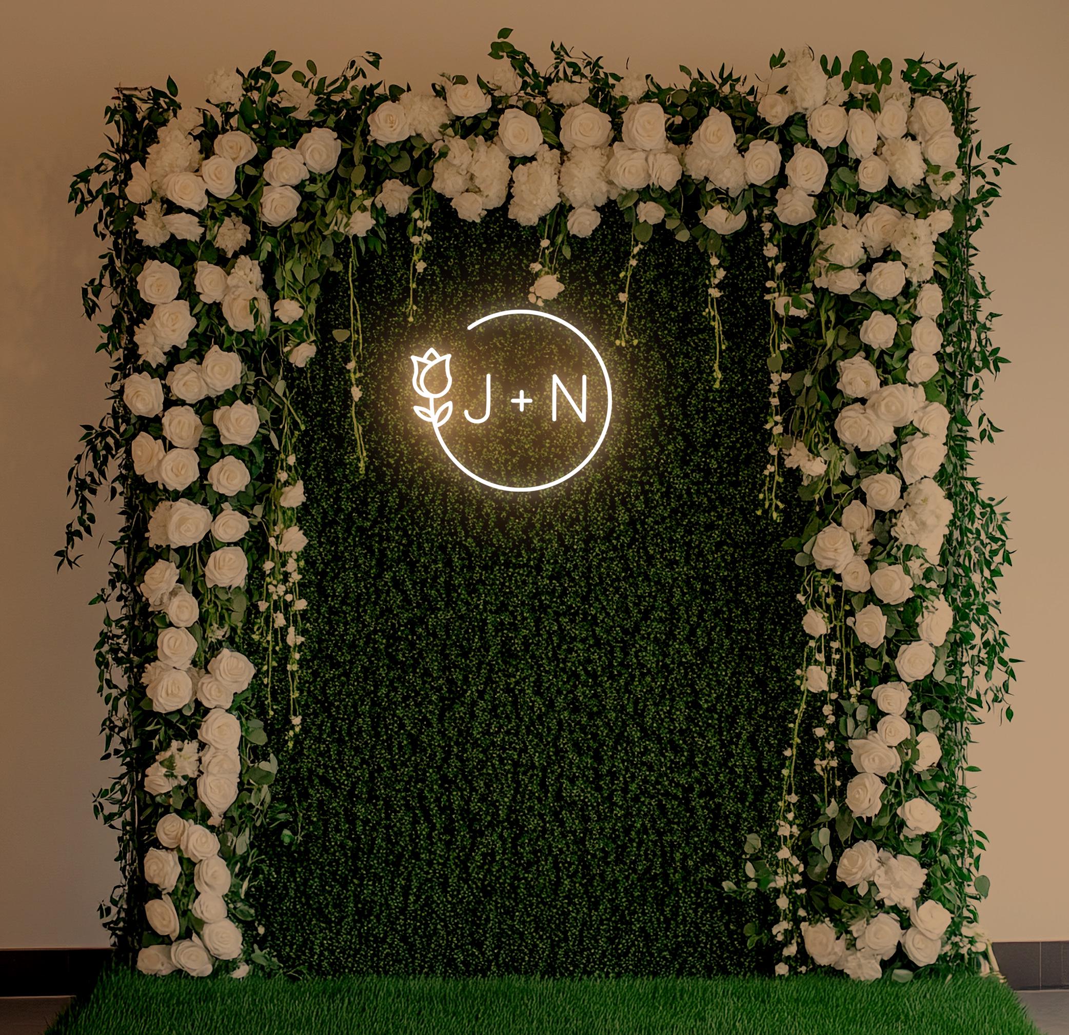 Custom Wedding Neon Sign: Rose Initials, Anniversary Decor