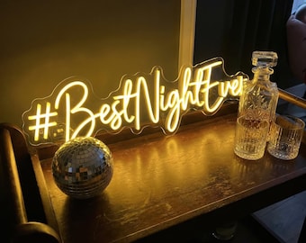 Best Night Ever Neon Sign, Bachelorette Party Decor, Hen Do Accessories, Acrylic Desk Lamp Gift, Bar Cart Light, Girls Trip Photo Backdrop
