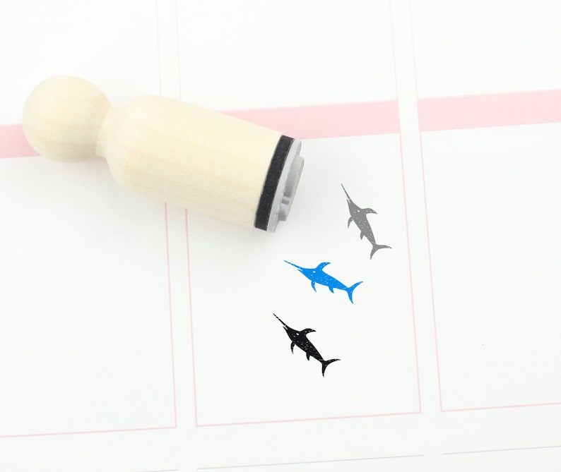 Cute Swordfish Stamp 16mm Fish Stamp Swordfish Rubber Stamp S1410 20mm Mini Stamps Planner Stamp