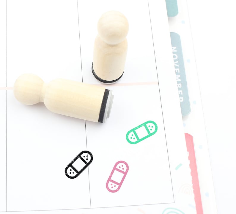 Cute Bandage Stamp Bandage Rubber Stamp S504 16mm Planner Stamp 20mm Mini Stamps bandaid Stamp