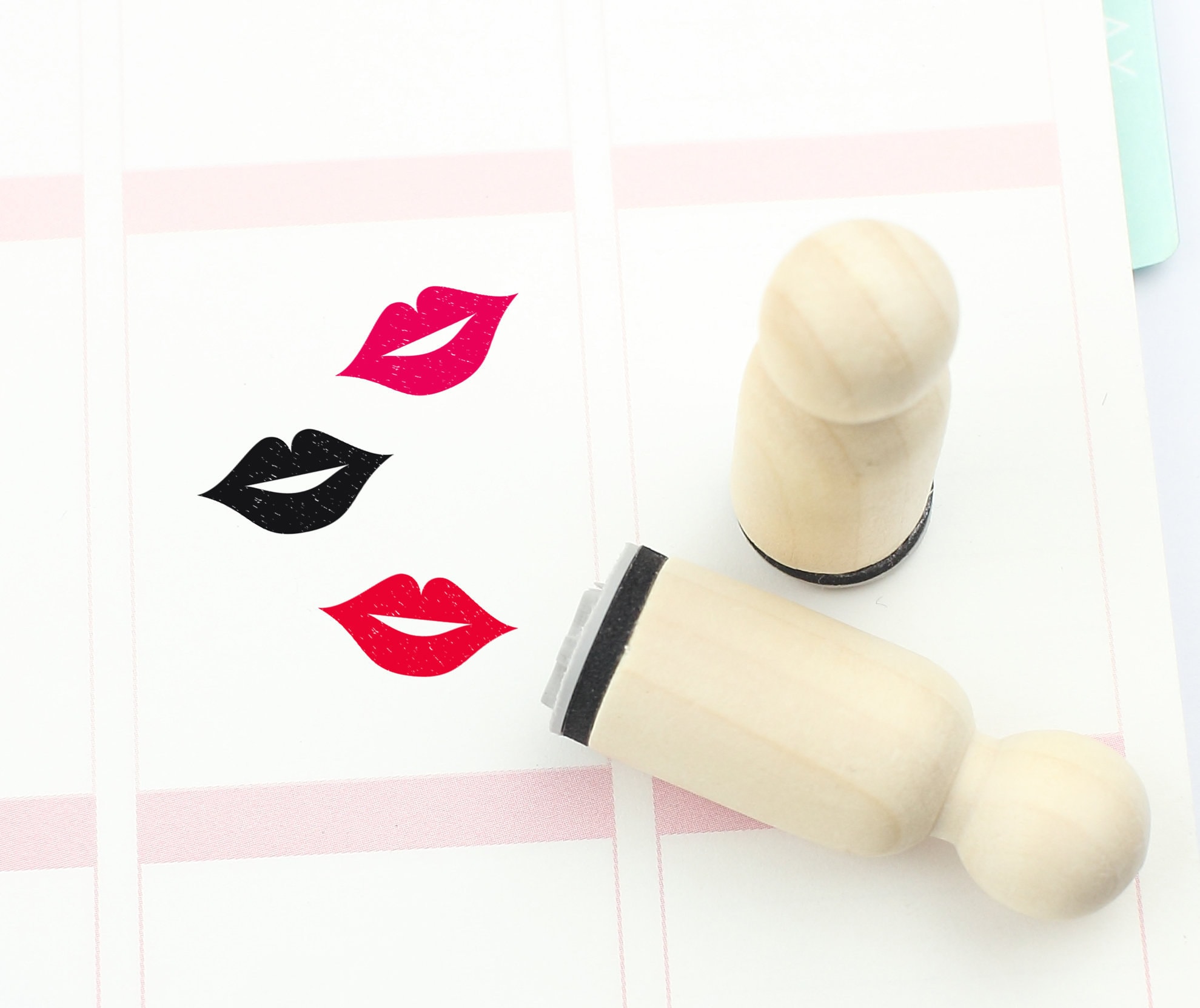 Lips Rubber Stamp Kiss Stamp Cute Lips Stamp Planner Stamp Etsy