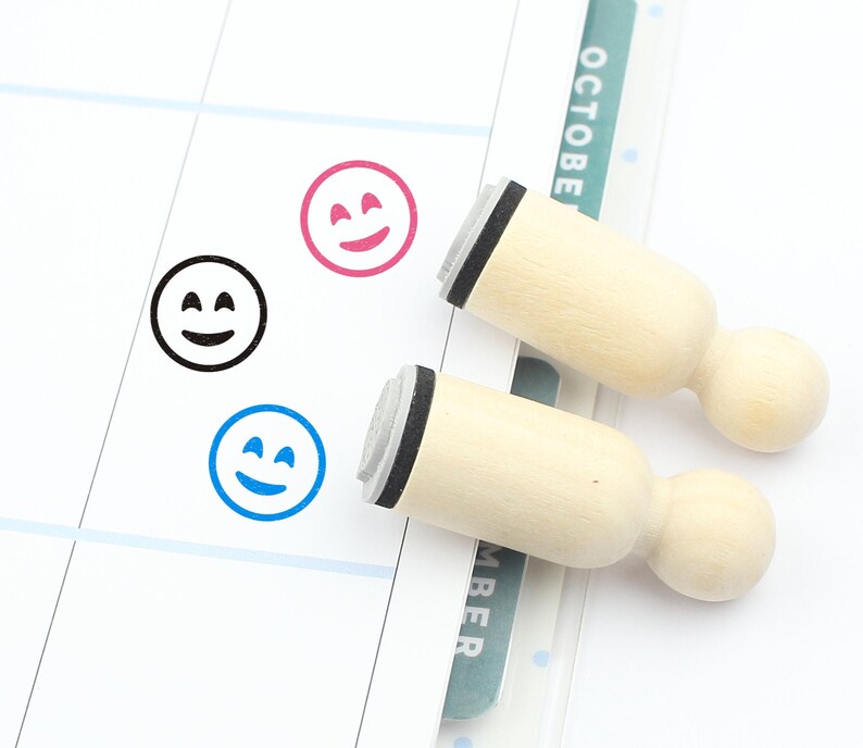 Smiley Faces Rubber Stamp Emoji Stamp Cute Smiley Faces Etsy