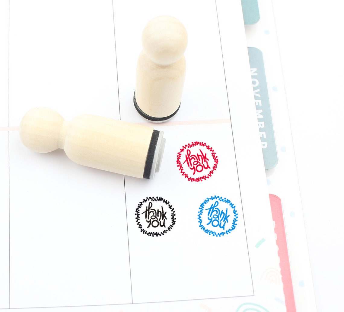 Thank You Rubber Stamp Words Stamp Cute Thank You Stamp Etsy