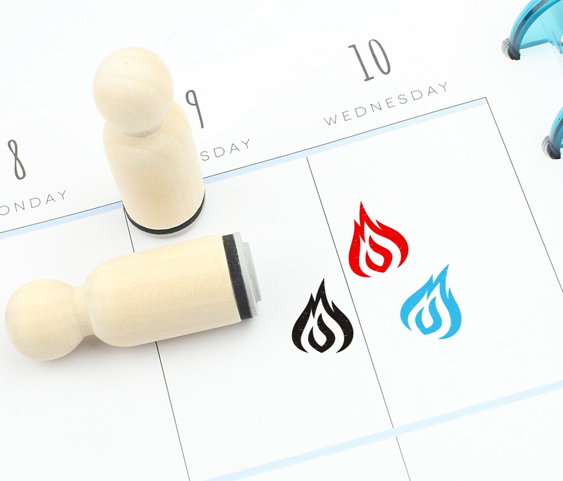 Fire Rubber Stamp Flame Stamp Cute Fire Stamp Planner Etsy