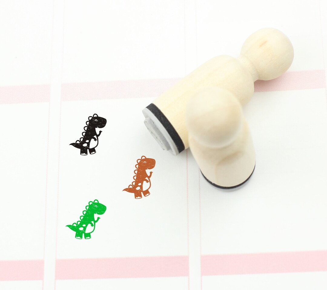 Dinosaur Rubber Stamp Trex Stamp Cute Dinosaur Stamp Etsy