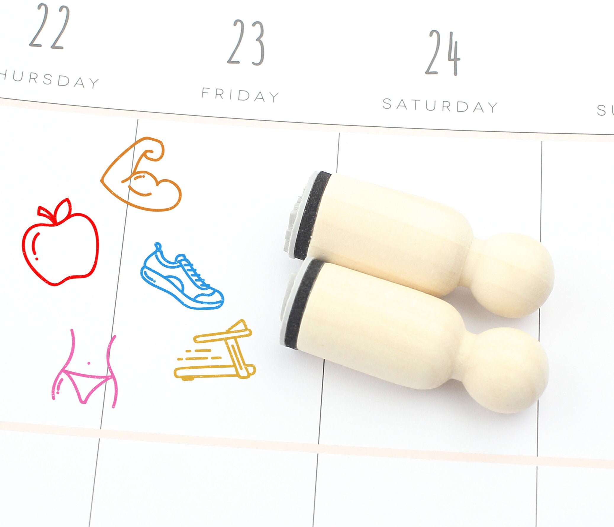 Fitness Rubber Stamp Health 16mm 20mm 25mm Mini Wood Stamps Etsy UK