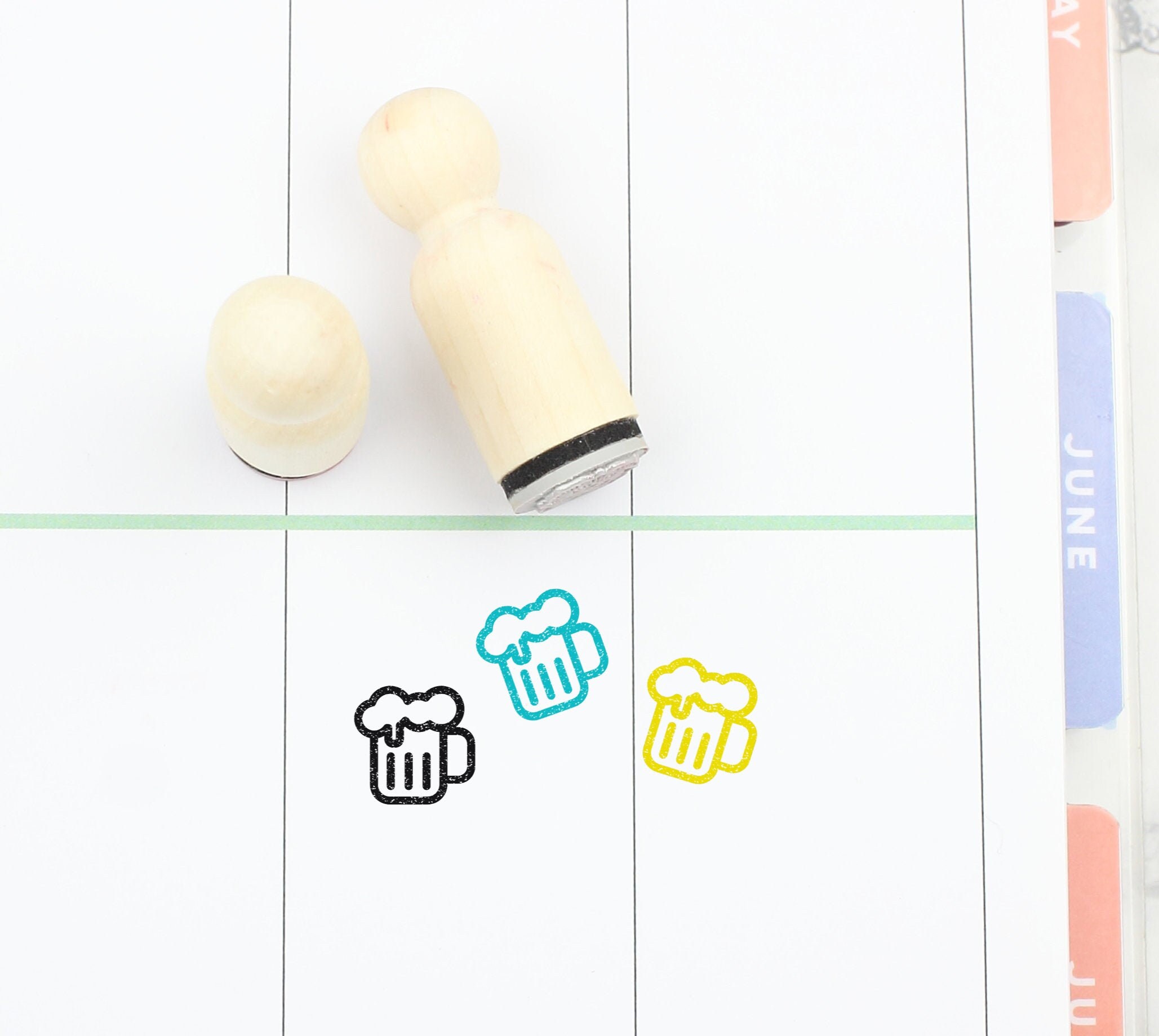 Beer Rubber Stamp Beer Mug Stamp Drink Stamp Planner Etsy